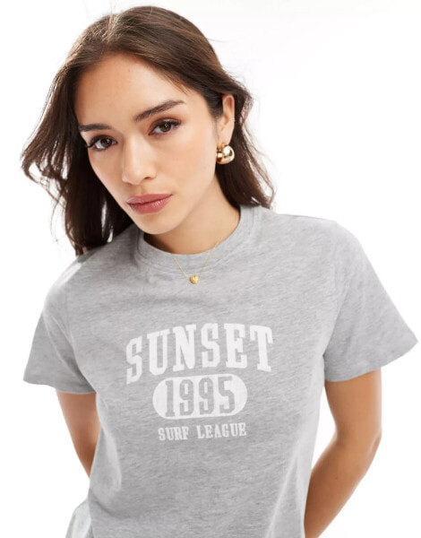 New Look sunset t-shirt in grey