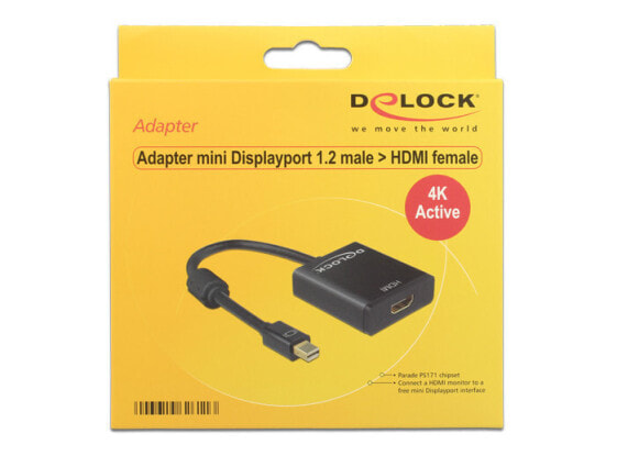 Delock 62611 - 0.2 m - Mini DisplayPort - HDMI Type A (Standard) - Male - Female - Gold