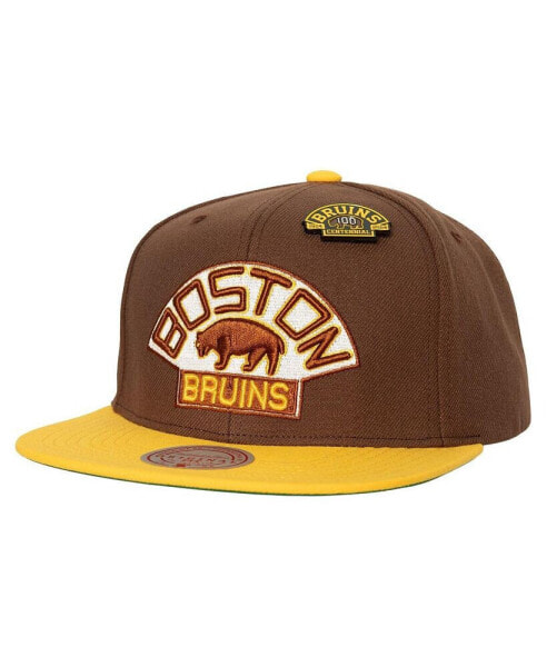 Men's Brown, Gold Boston Bruins 100th Anniversary Collection 60th Anniversary Snapback Hat