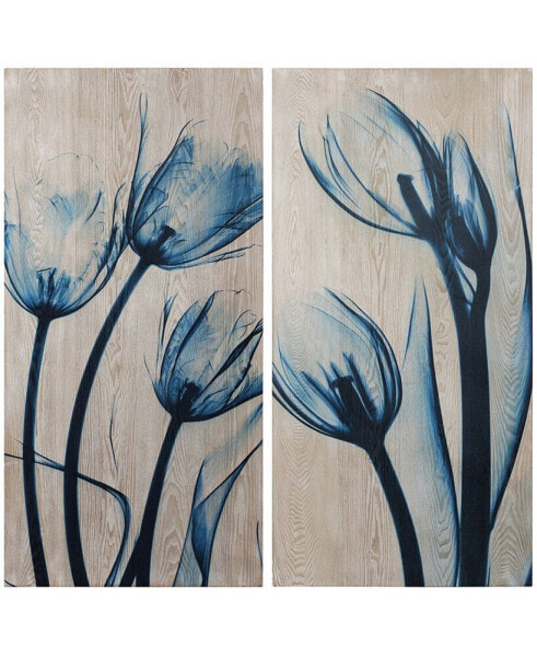Tulips Fine Radiographic Photography Hi Definition Giclee Printed Directly on Hand Finished Ash Wood, 48" x 24" x 1.5" Each