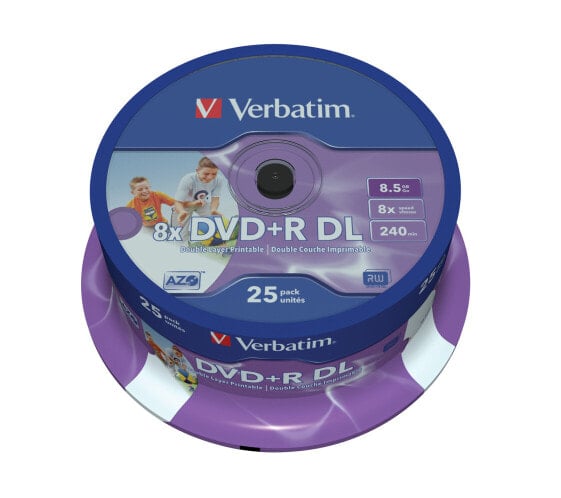 Оптический диск Verbatim DVD+R DL Printable Spindle 25 шт. 8.5 ГБ