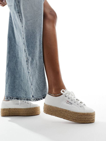 Superga 2790 flatform espadrille trainers in white