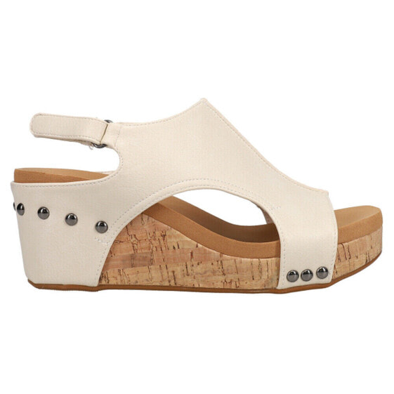 Corkys Carley Studded Wedge Womens Off White Casual Sandals 30-5316-CREA