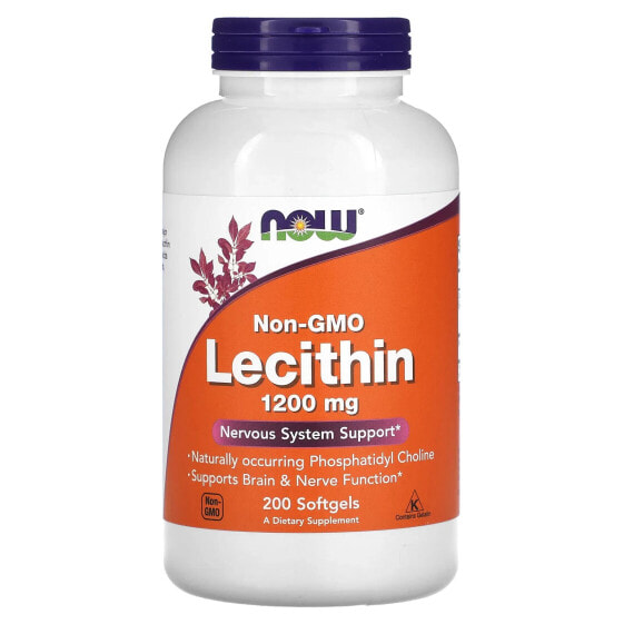 Витаминно-минеральный комплекс NOW Non-GMO Лецитин, 1 200 мг, 200 капсулмягких