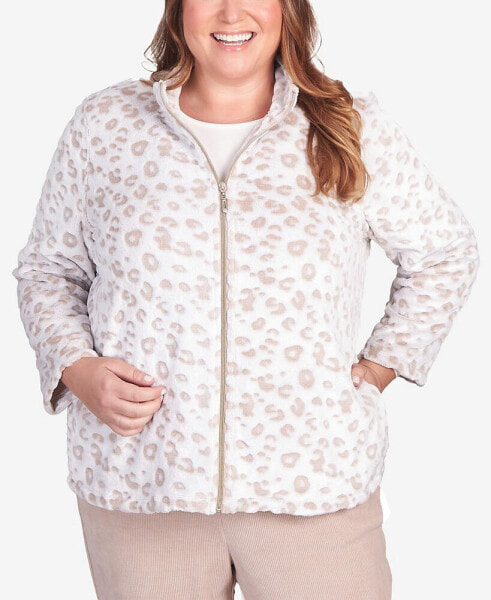 Plus Size St.Moritz Sculpted Mock Neck Animal Jacket