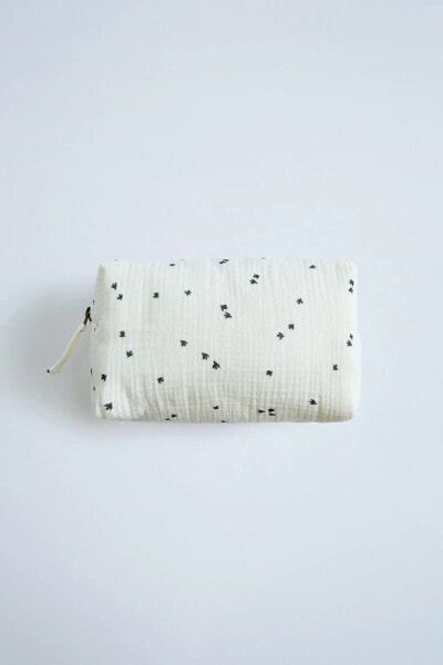 BIRD PRINT CREPE TOILETRY BAG