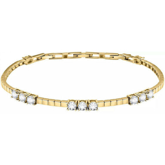 Sparkling gold-plated bracelet with clear zircons Scintille SAQF09