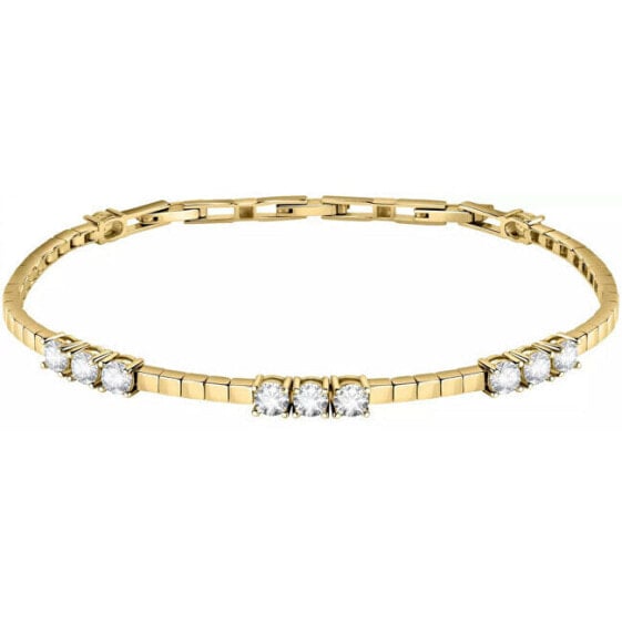 Sparkling gold-plated bracelet with clear zircons Scintille SAQF09