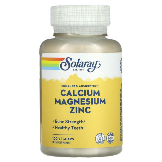 Витамины и минералы Цинк SOLARAY Calcium Magnesium Zinc, 100 VegCaps