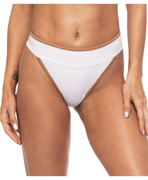 Women's Contrast Detail High Cut Banded Bikini Bottom