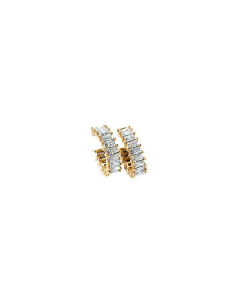 316L London Gold-Tone Baguette Crystal Hoop Earrings