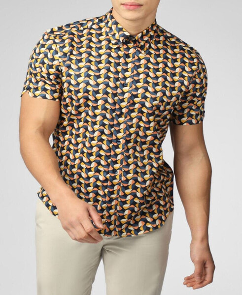 Рубашка мужская Ben Sherman с коротким рукавом и геометрическим принтом Bauhaus