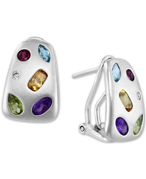 Серьги EFFY® Multi-Gemstone & Diamond Hoop