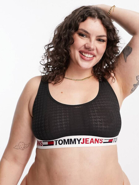 Tommy Jeans Plus mesh bralette in black  