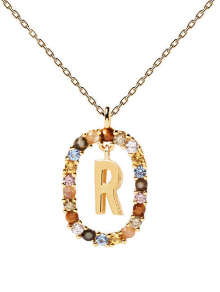 Beautiful gold plated necklace letter "R" LETTERS CO01-277-U (chain, pendant)