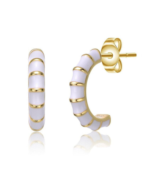 Gigi Girl Kids 14k Yellow Gold Plated Enamel Seashell Half C-Hoop Earrings