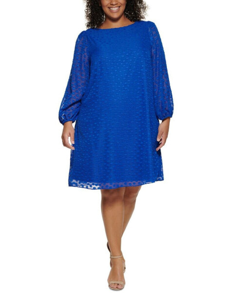 Plus Size Clip-Dot A-Line Dress