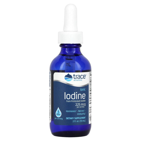 Витамины и минералы йодистые Ionic Iodine, 225 мкг, 2 унции (59 мл) от Trace Minerals ®