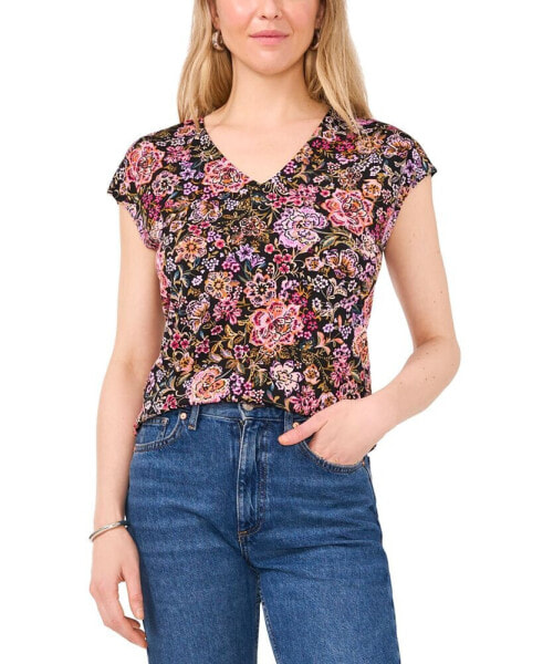 Women's V-Neck Cap-Sleeve Top