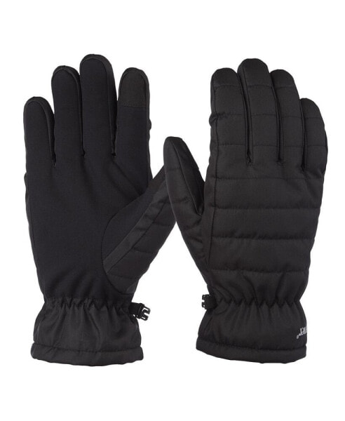 Men's Quilted Pongee Gathered Wrist Water Repellent and Touchscreen Gloves