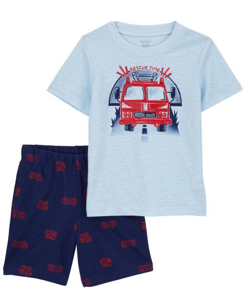 Toddler 2-Piece Firetruck Tee & Short Set 2T