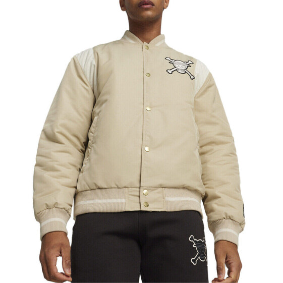 Puma Op X Varsity Full Zip Jacket Mens Beige Casual Athletic Outerwear 62467590