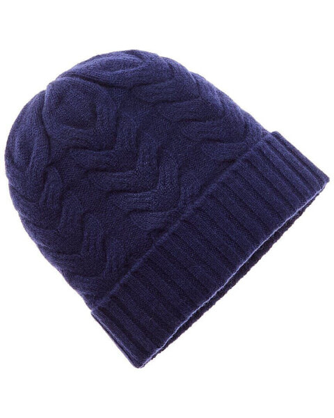 Hannah Rose Chunky Cable Cashmere Hat Women's Blue