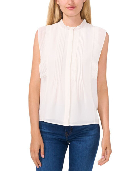 Women's Pleat-Detail Pintuck Cap-Sleeve Blouse