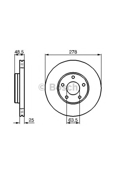 Тормозные диски передние BOSCH для Ford C-max 1.6 07-10, Focus Iı 1.8 06-12, Focus Iı 1.6 Tdcı / 1.8 Tdcı 05-12, Focus I