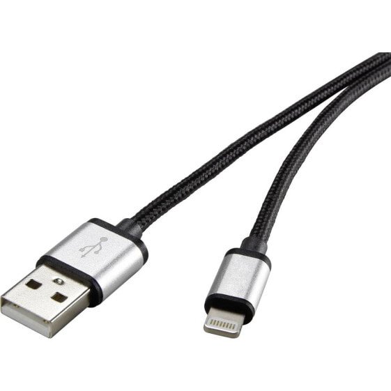 Renkforce RF-3969327 - 0.5 m - Lightning - USB A - Male - Male - Black