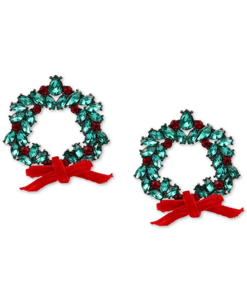 Hematite-Tone Red & Green Crystal Wreath Drop Earrings, Created for Macy's