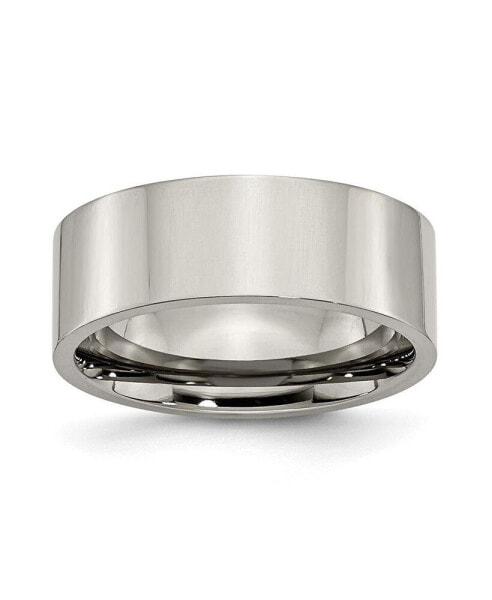 Titanium Polished Flat Wedding Band Ring