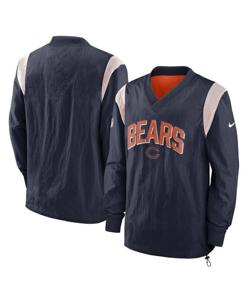 Men's Navy Chicago Bears Sideline Athletic Stack V-Neck Pullover Windshirt Jacket