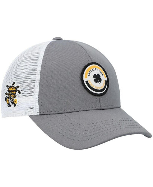 Бейсболка Black Clover мужская серая, белая с лозунгом Wichita State Shockers Trucker Snapback