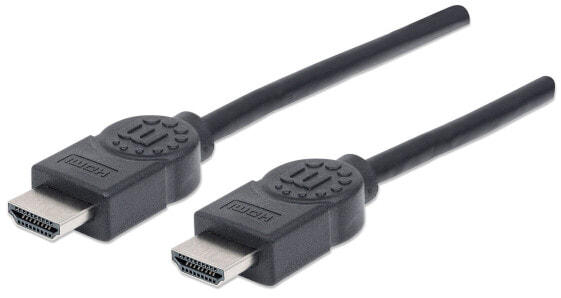 Manhattan HDMI Cable with Ethernet - 4K@30Hz (High Speed) - 5m - Male to Male - Black - Equivalent to HDMIMM15HS (except 40cm longer) - Ultra HD 4k x 2k - Fully Shielded - Gold Plated Contacts - Lifetime Warranty - Polybag - 5 m - HDMI Type A (Standard) - HDMI Type