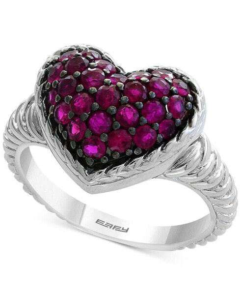 EFFY® Ruby Cluster Heart Ring (1 ct. t.w.) in Sterling Silver