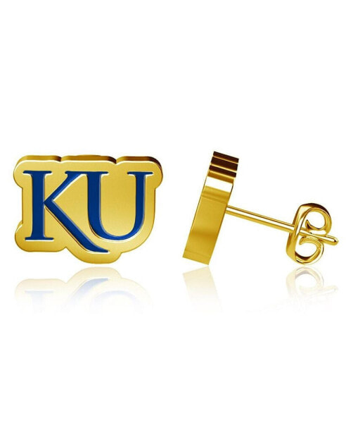 Women's Kansas Jayhawks Gold-Plated Enamel Post Earrings