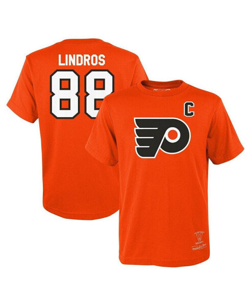 Футболка для малышей Mitchell&Ness с именем и номером Eric Lindros, оранжевая, Philadelphia Flyers