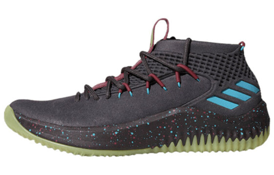 adidas D lillard 4 Black Glow 利拉德 4 防滑耐磨 中帮 篮球鞋 男款 紫绿红 / Баскетбольные кроссовки Adidas D lillard 4 Black Glow 4 CQ1254