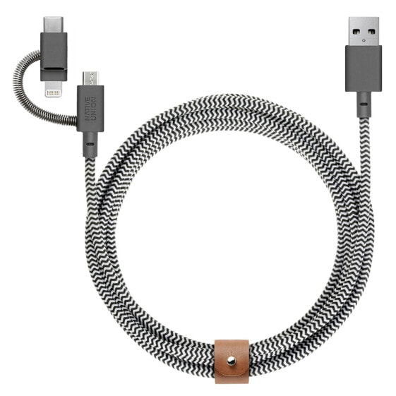 Native Union Belt Universal USB-A auf Lightning/USB-C/Micro-USB Kabel"Zebra USB-A auf Micro USB / USB-C / Lightning