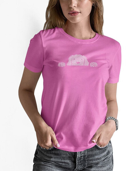 Women's Peeking Dog Word Art T-shirt