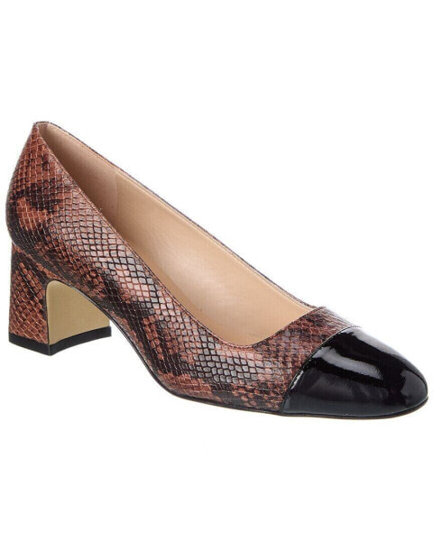 Stuart Weitzman Milla Snake-Embossed Leather Pump Women's Brown 7