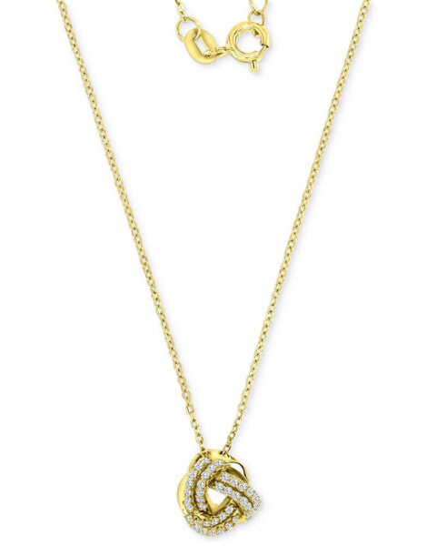 Macy's cubic Zirconia Love Knot Pendant Necklace in 14k Gold-Plated Sterling Silver, 18" + 2" extender