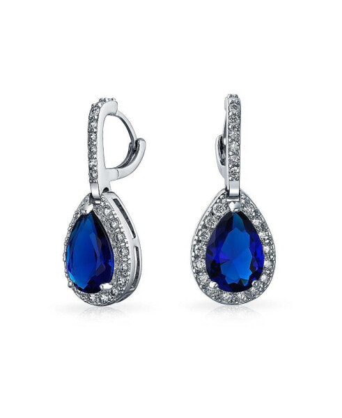 Серьги Bling Jewelry с кубическим цирконием AAA CZ и синим сапфиром 7CT