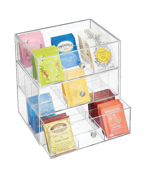 Plastic Tea Bag Caddy Box Storage Container Organizer - Clear