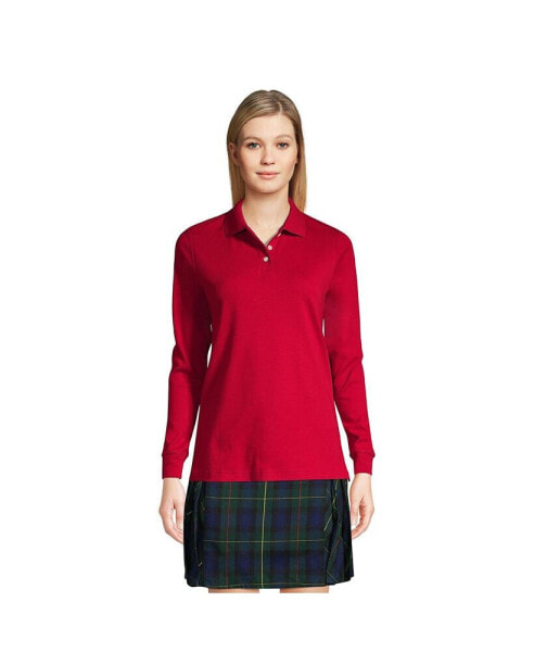 Women's School Uniform Long Sleeve Interlock Polo Shirt