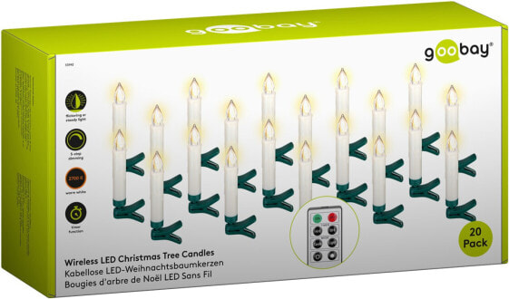 Goobay 20 kabellose LED-Weihnachtsbaumkerzen 53942