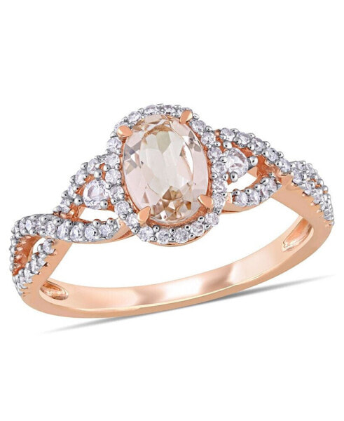 Кольцо Macy's Morganite White Sapphire 3-Stone Infinity