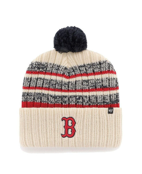 Men's Natural Boston Red Sox Tavern Cuffed Knit Hat with Pom