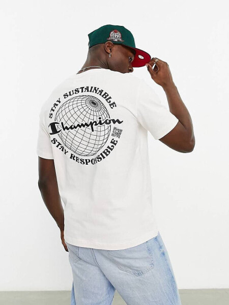 Champion Rochester future t-shirt with back globe print in white